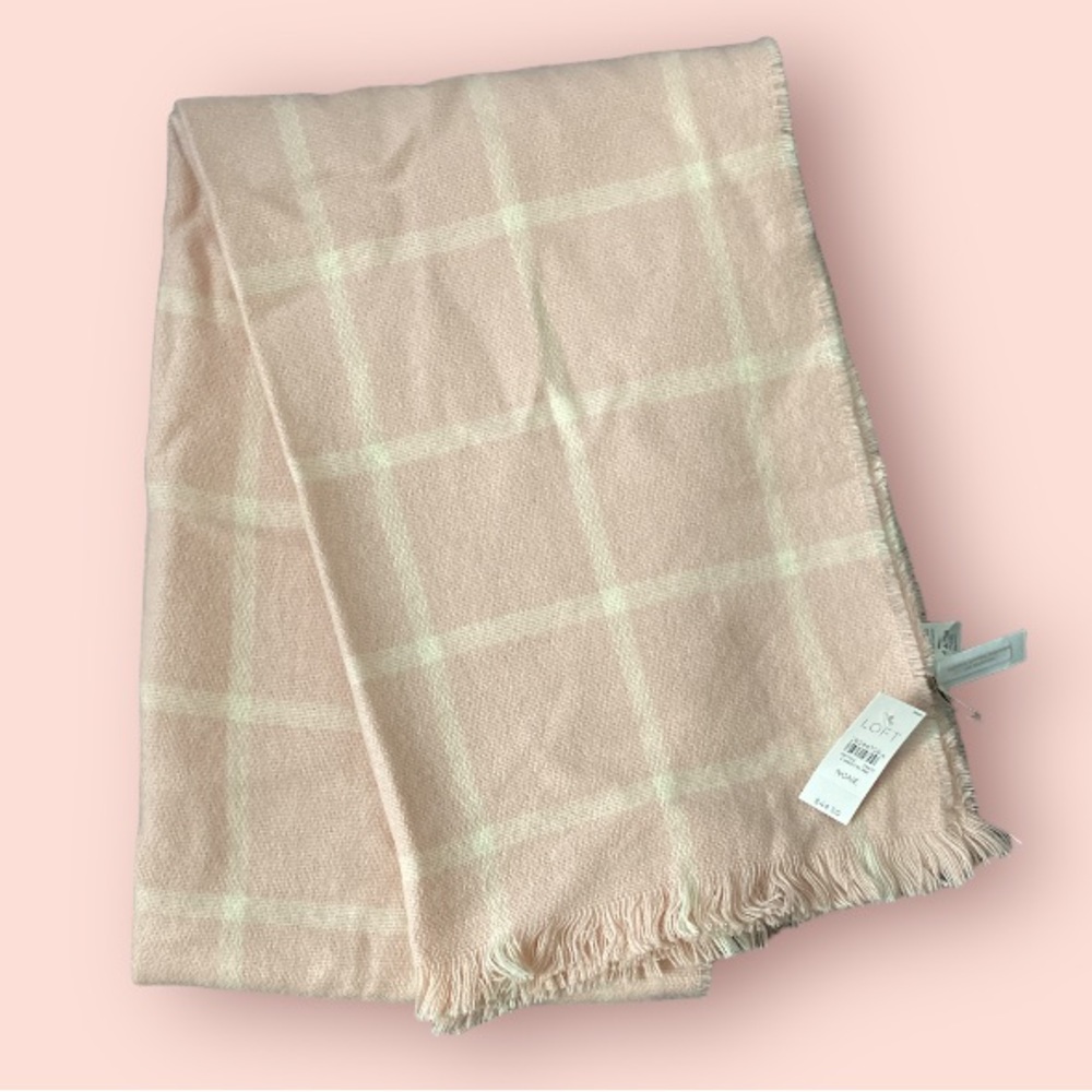 NEW LOFT Pink and White striped scarf NWT